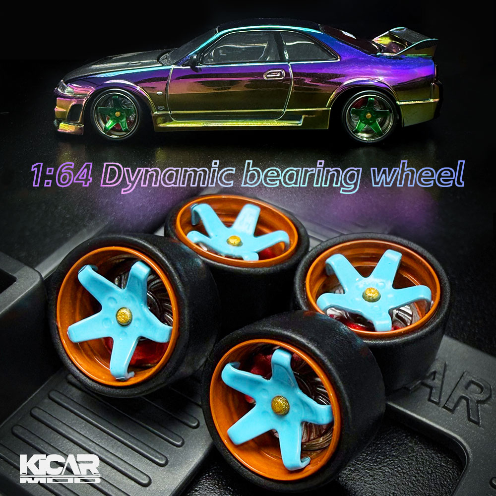 Vintage Collectible Toy Cars - Kicarmod 1/64 Metal Bearing Wheels Rubber