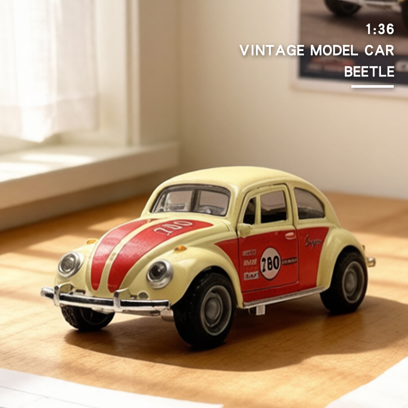 Vintage Collectible Toy Cars - 1/36 Vintage Retro car model,Graffiti Beetle,Die-cast