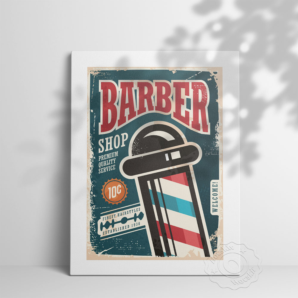 Collectible Vintage Lamps - Barber Shop Vintage Art Collection Poster,