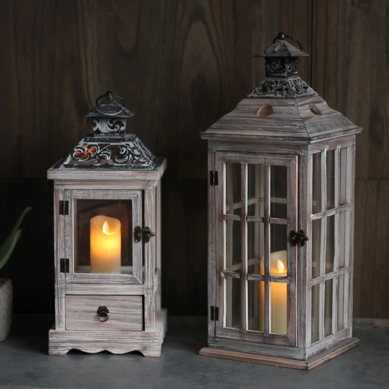 Vintage Wooden Glass Wind Lamp - Collectible Vintage Lamps recension och pris