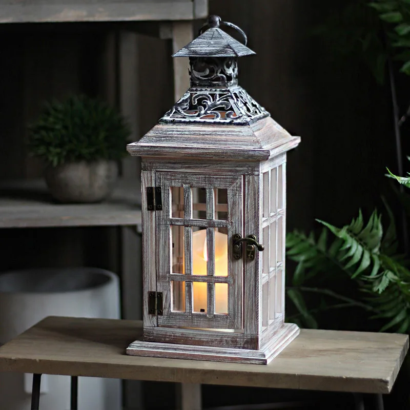 Vintage Wooden Glass Wind Lamp - Collectible Vintage Lamps recension och pris