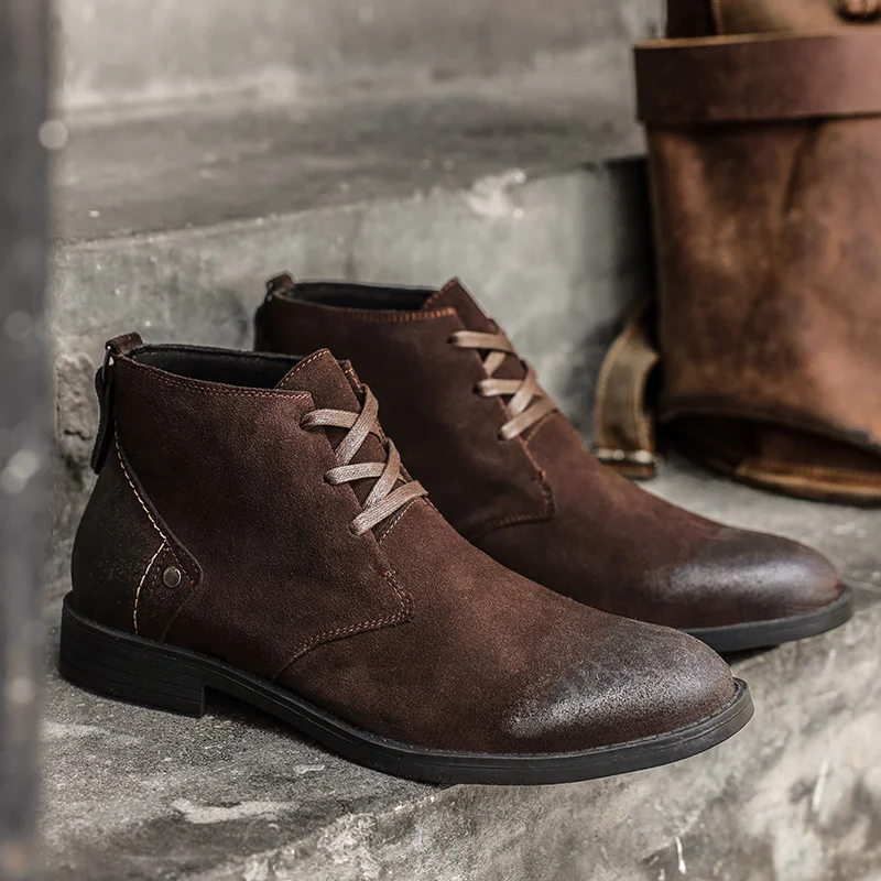 New Cow Suede Ankle Boots Hand - Vintage Zipper recension och pris