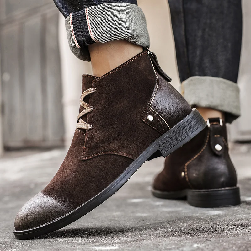 New Cow Suede Ankle Boots Hand - Vintage Zipper recension och pris
