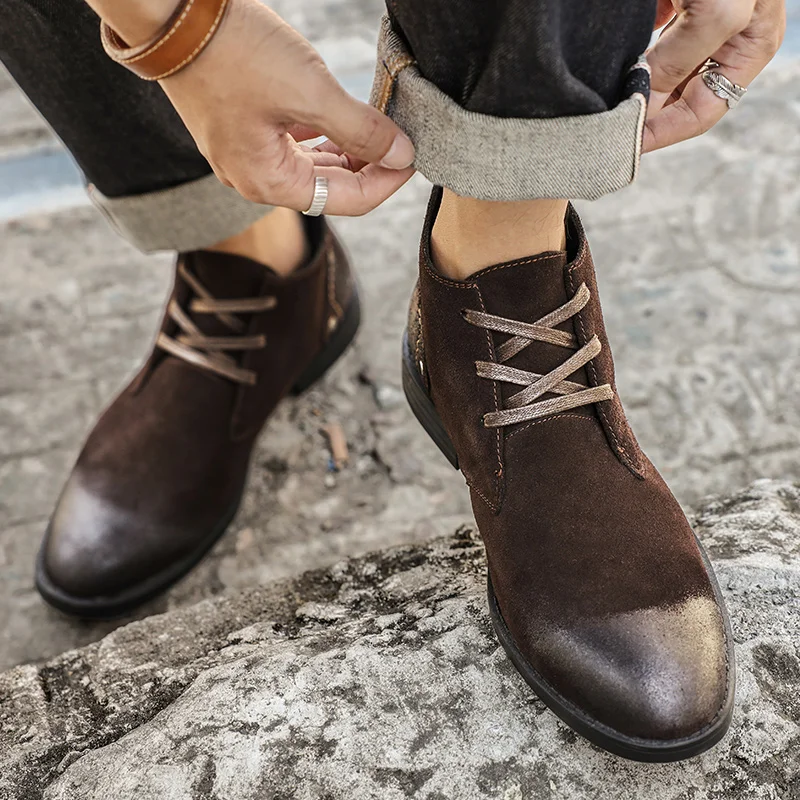 New Cow Suede Ankle Boots Hand - Vintage Zipper recension och pris