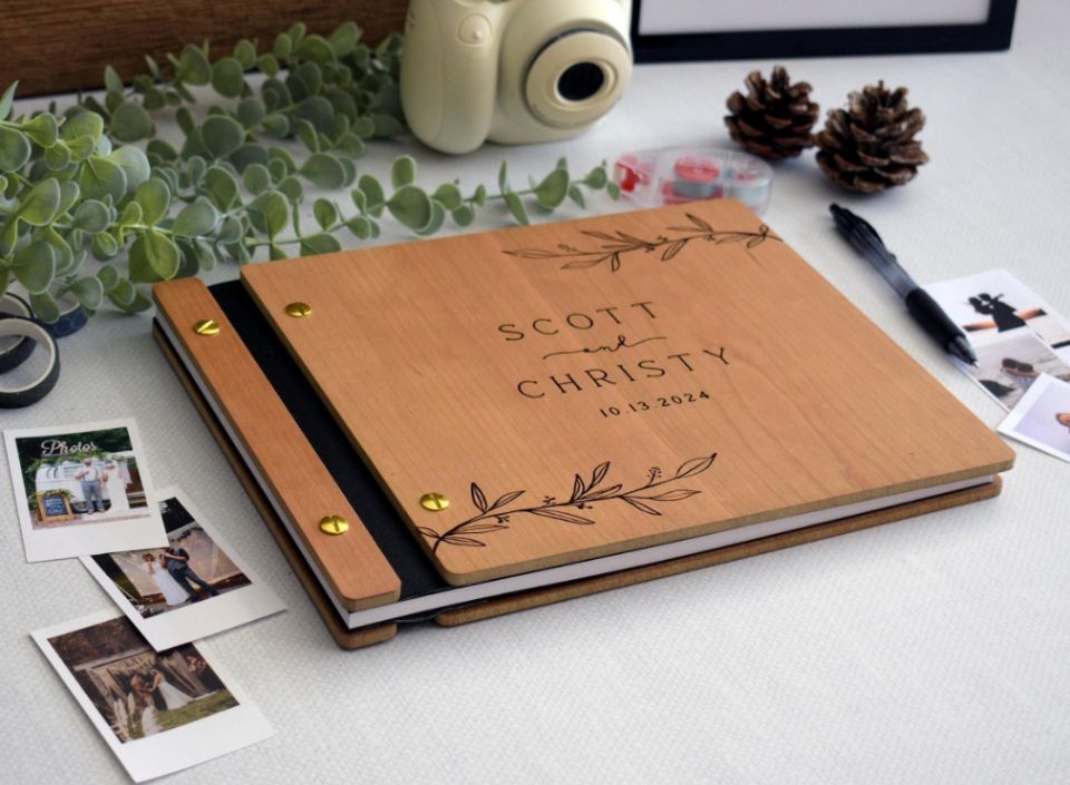 Wooden Wedding Guest Book Phot - Polaroid Photo Album recension och pris