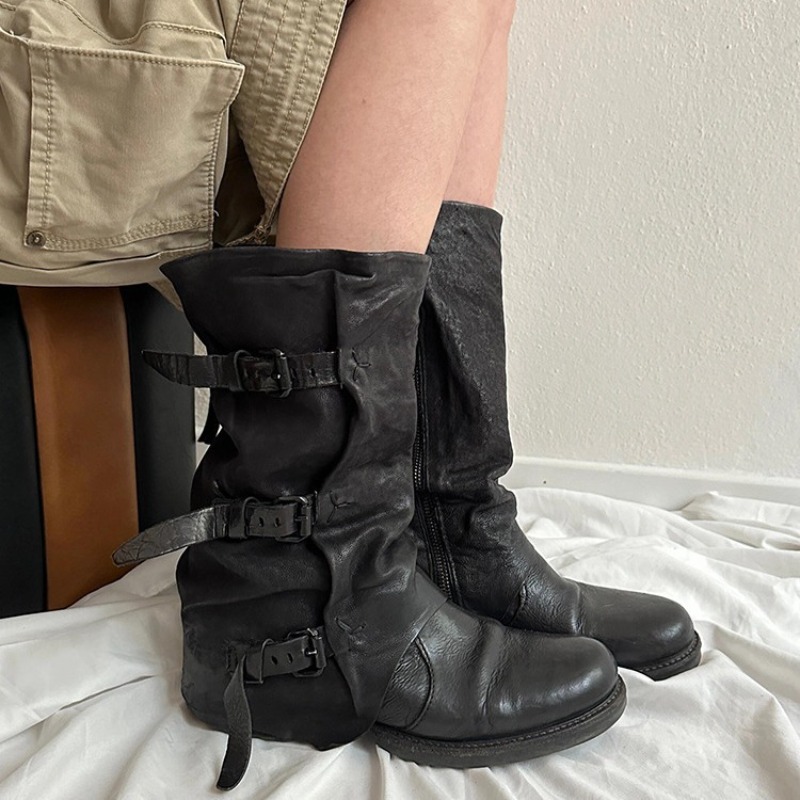 Black Belt Buckle Pleated Mid- - Vintage Zipper recension och pris