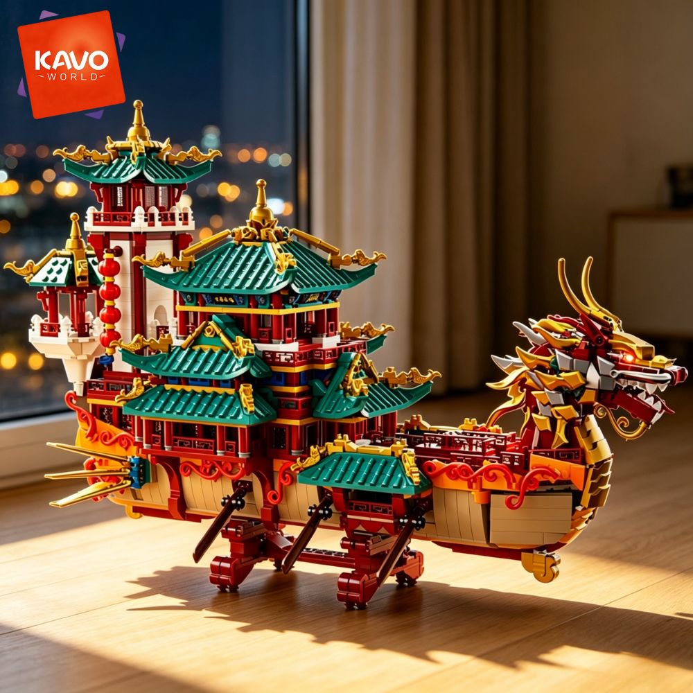 KAVOWORLD 2453pcs Dragon Boat  - Vintage Toys Collector recension och pris