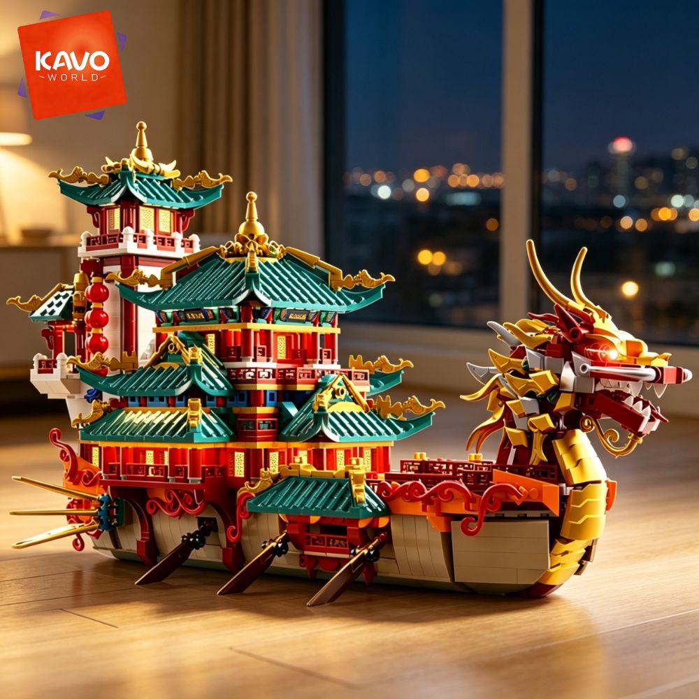 KAVOWORLD 2453pcs Dragon Boat  - Vintage Toys Collector recension och pris
