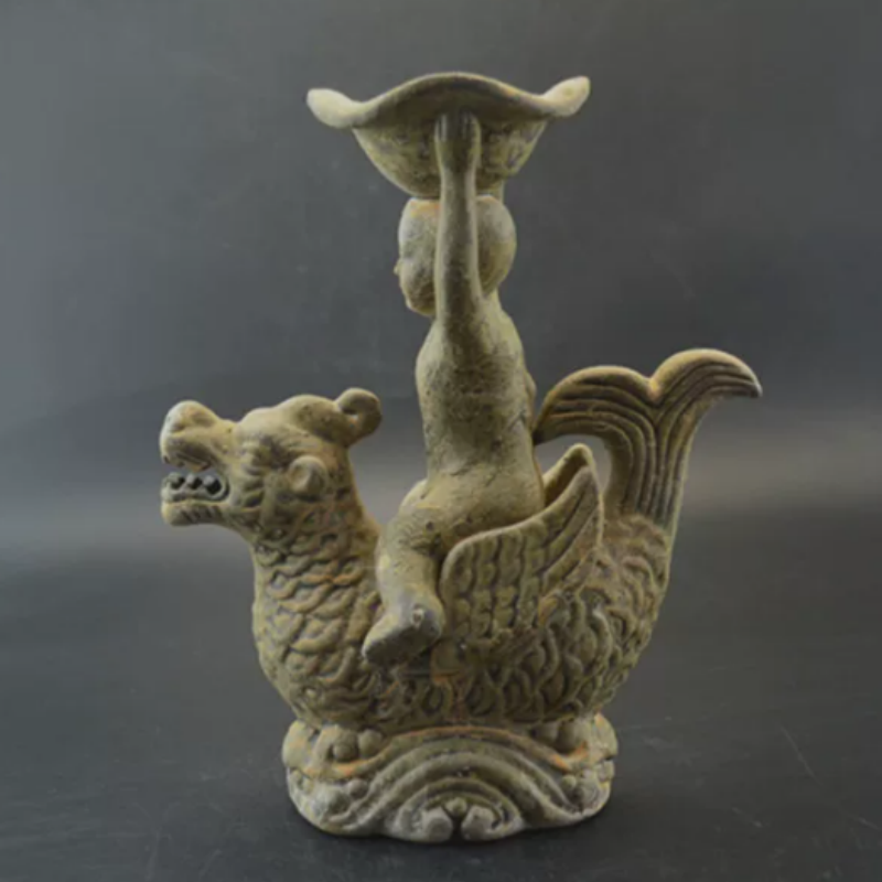Vintage Yue Kiln Qilin Oil Lam - Collectible Vintage Lamps recension och pris