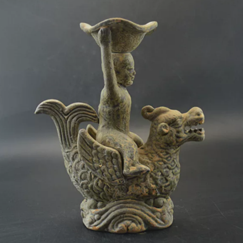 Vintage Yue Kiln Qilin Oil Lam - Collectible Vintage Lamps recension och pris